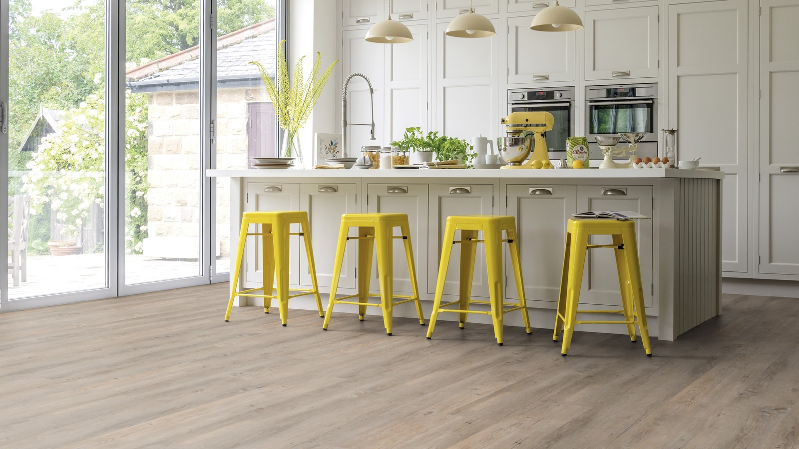 Replace the floor in the image with your selected finish.
